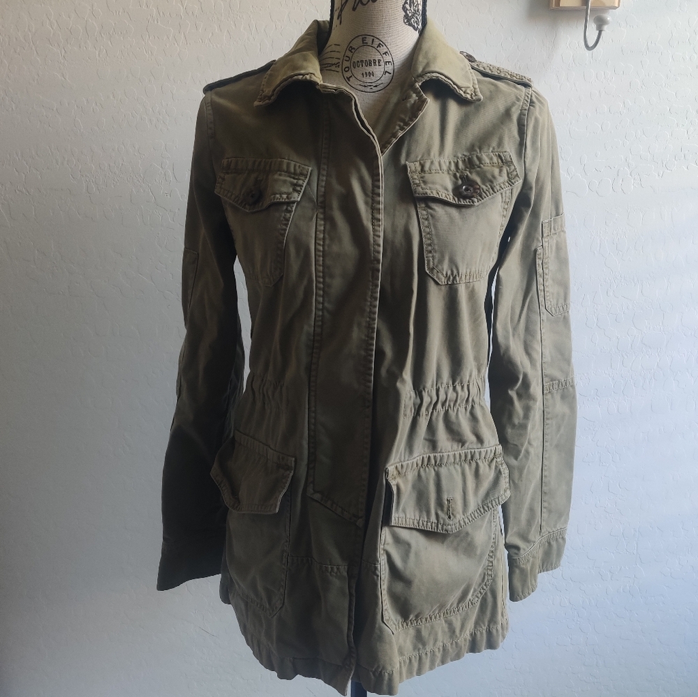 Banana Republic Olive Green Military Gorpcore Cargo Utility cotton Jacket_XS